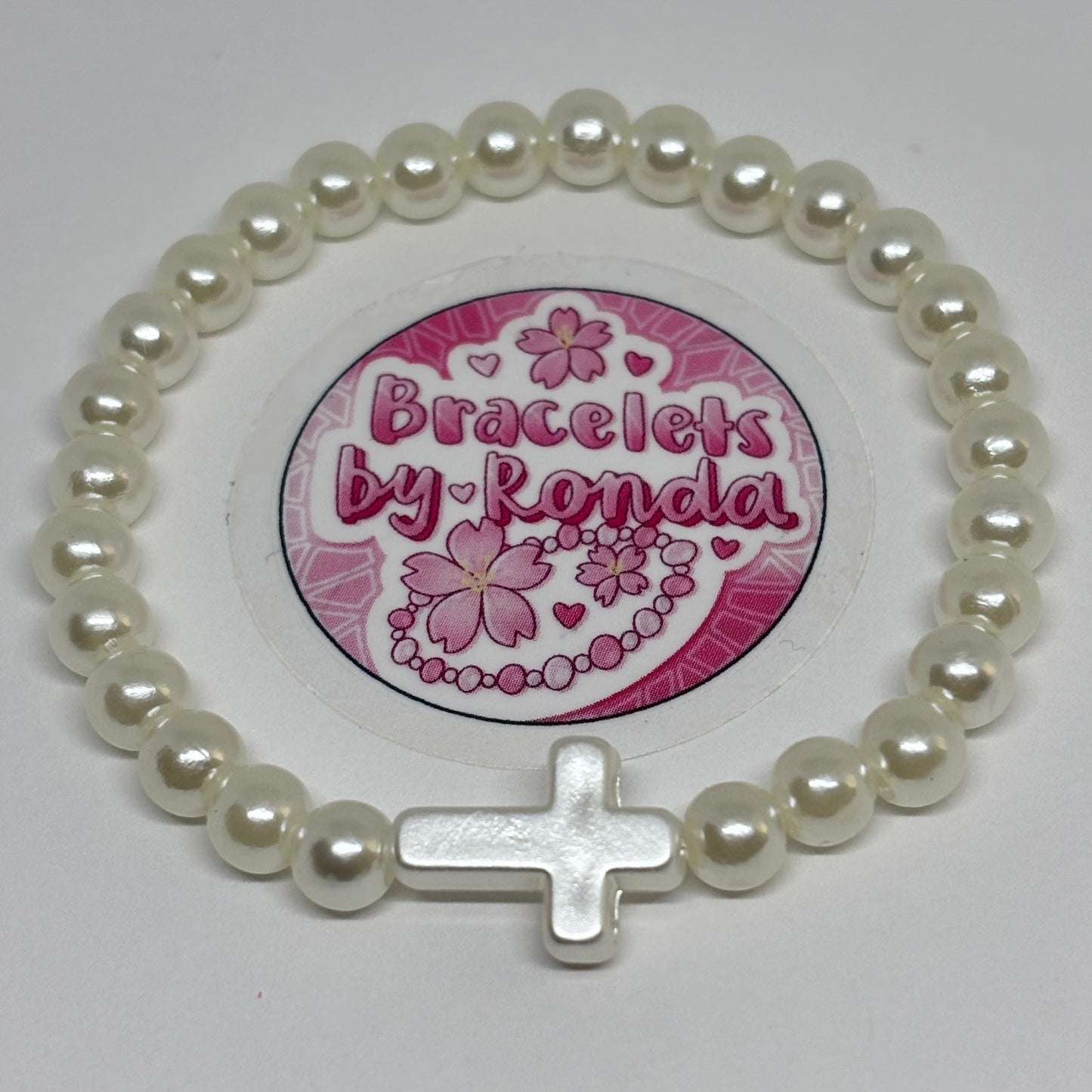 Cross Pearl Bead Bracelet