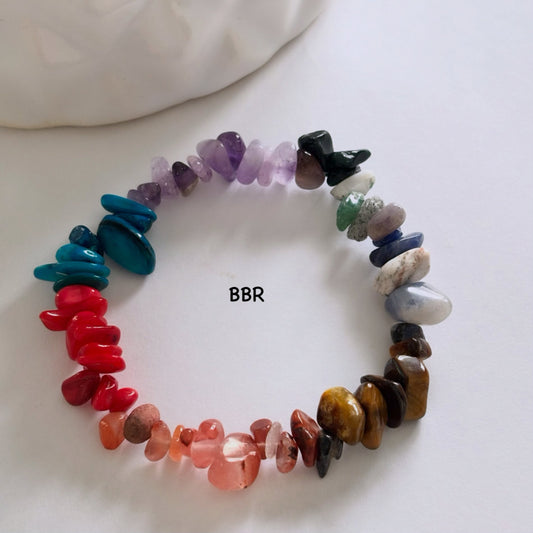 Handmade stone chip bead bracelet