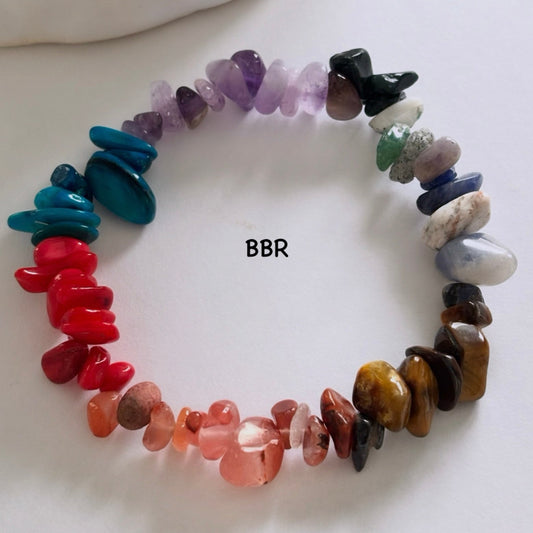 Handmade stone chip bead bracelet