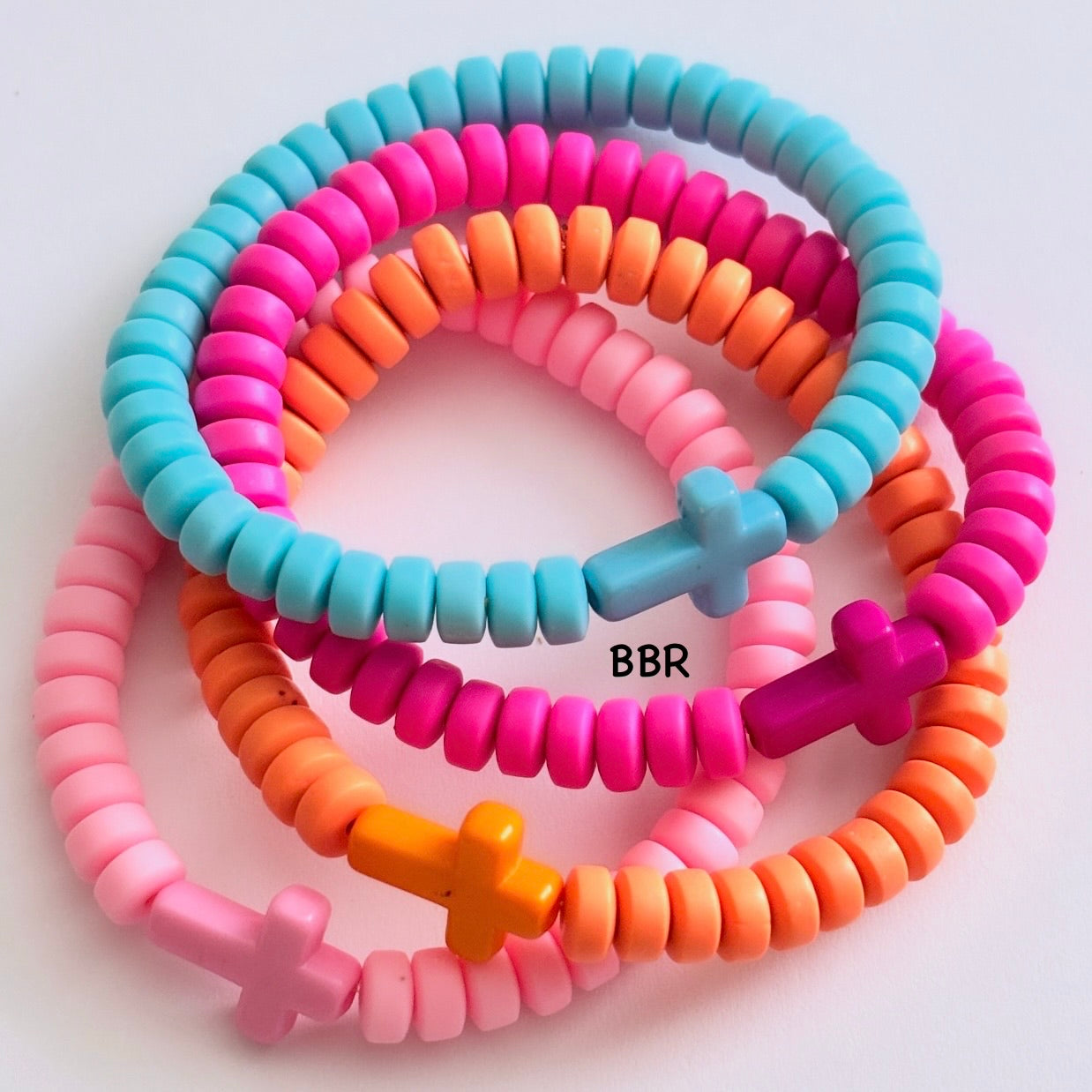 Cross Clay Bead Bracelet 