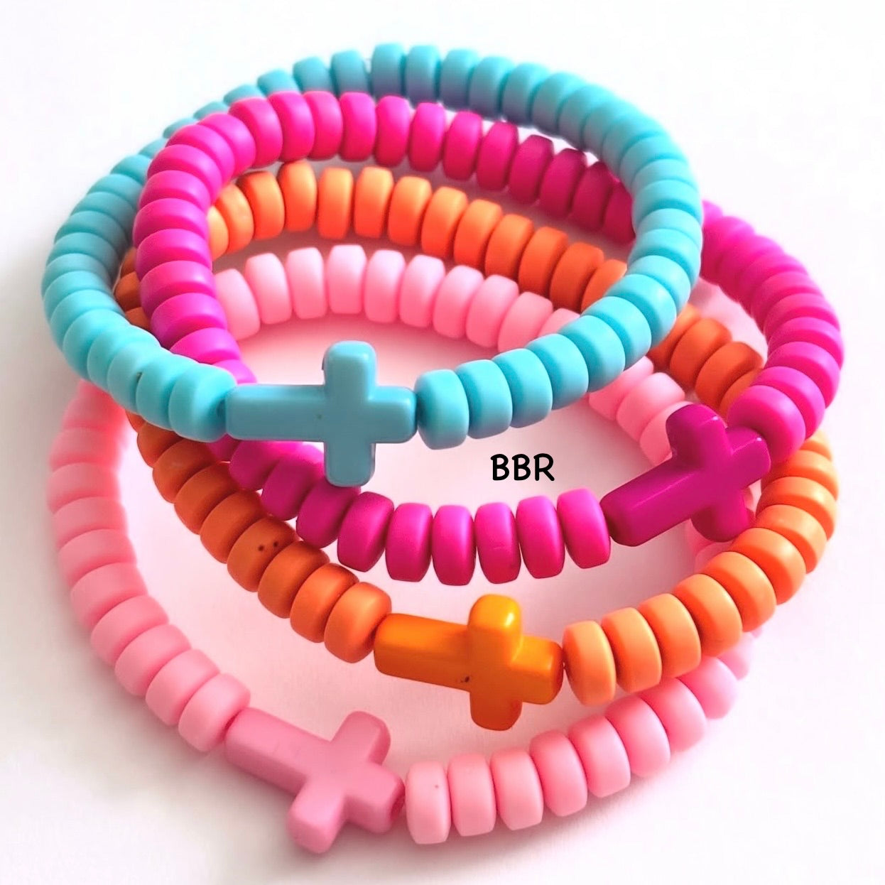 Cross Clay Bead Bracelet 