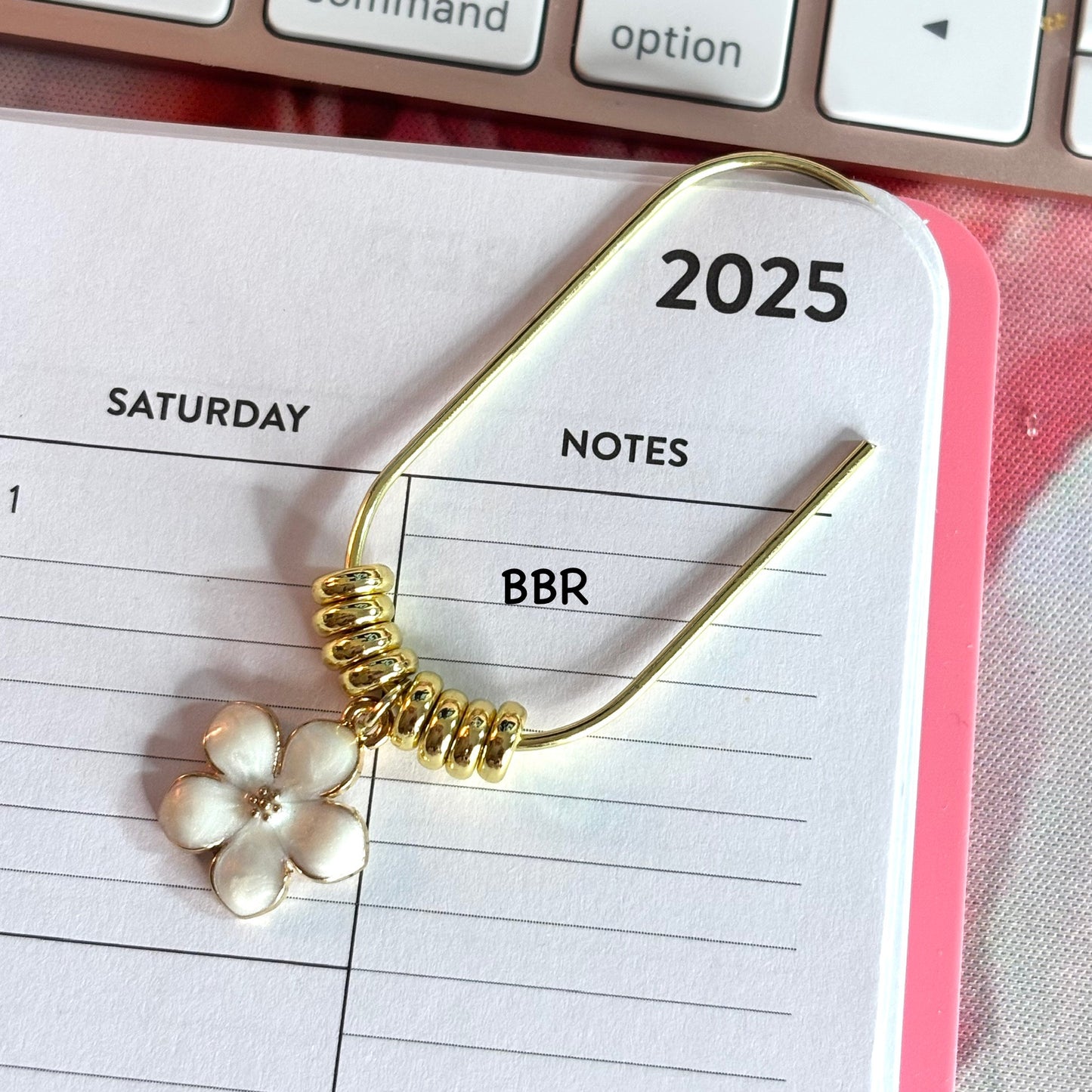 Cherry Blossom Flower Charm Bead Paperclip