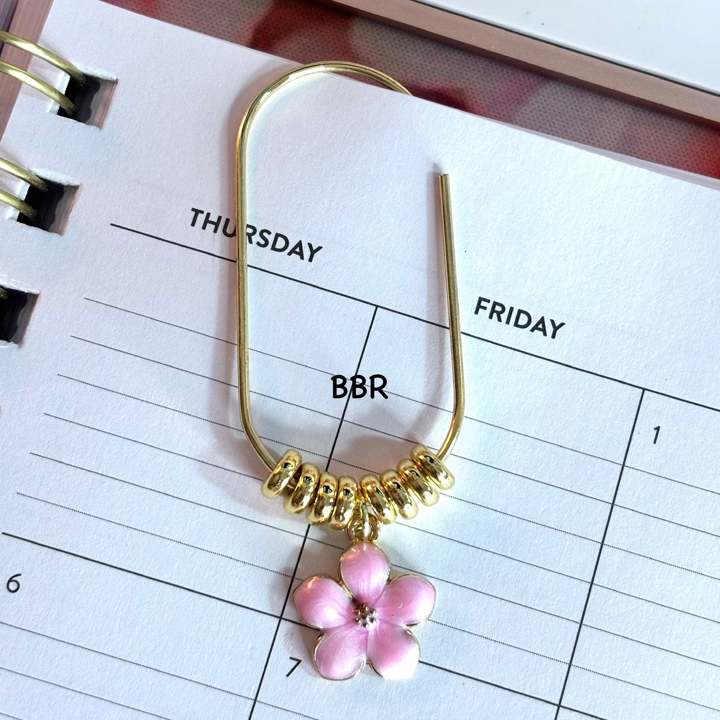 Cherry Blossom Flower Charm Bead Paperclip