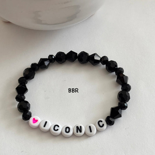 Handmade black beaded bracelet. 