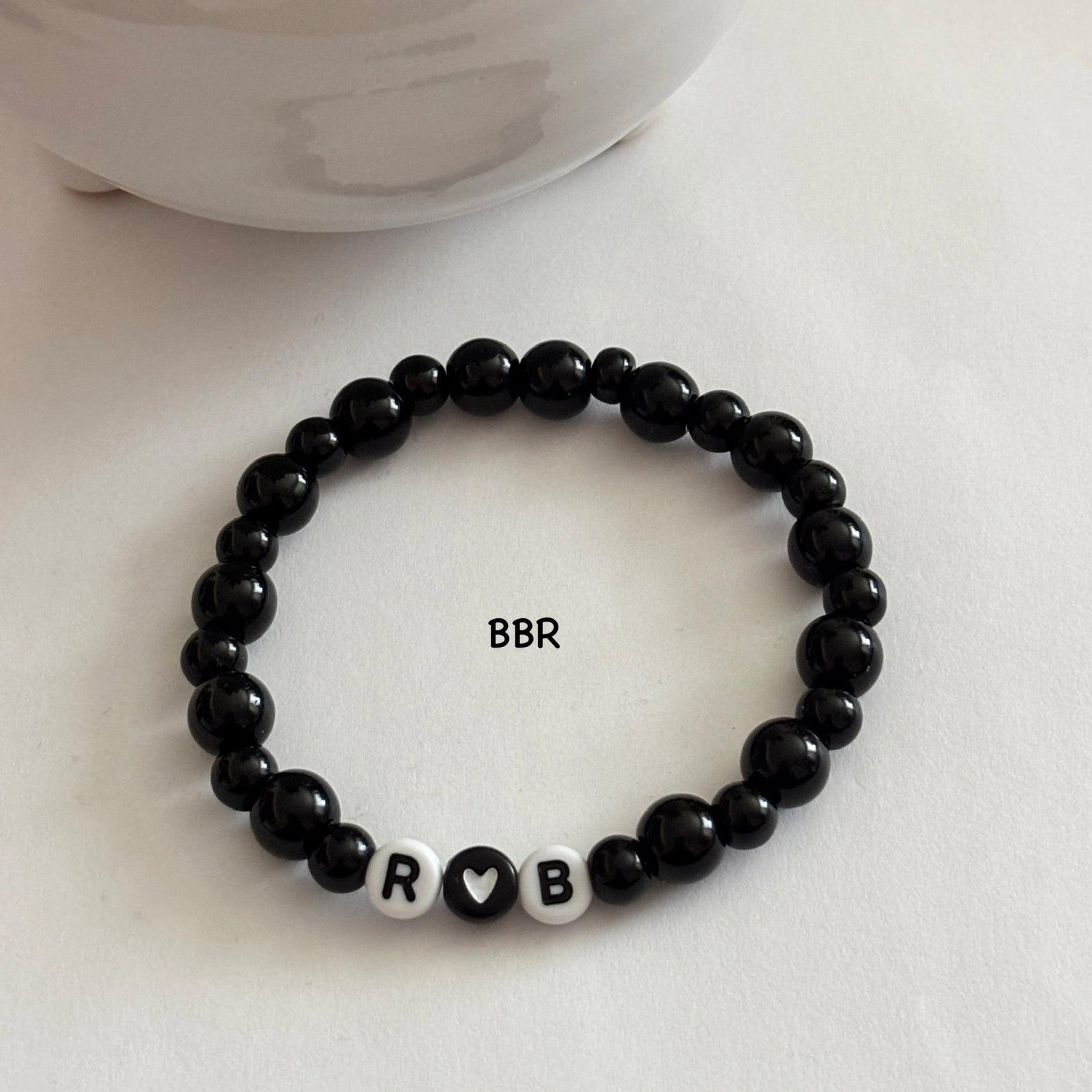 Handmade black beaded bracelet. 