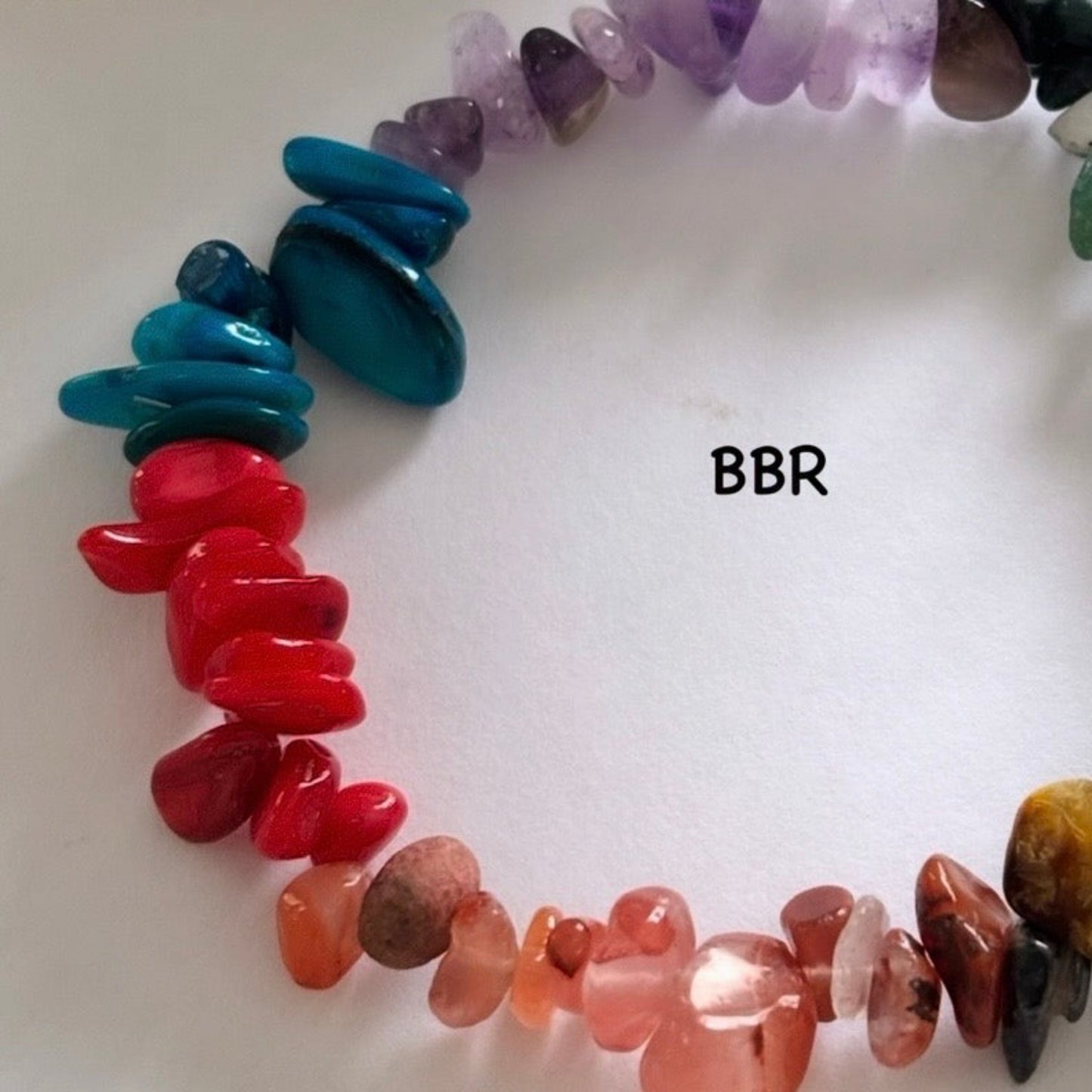 Handmade stone chip bead bracelet