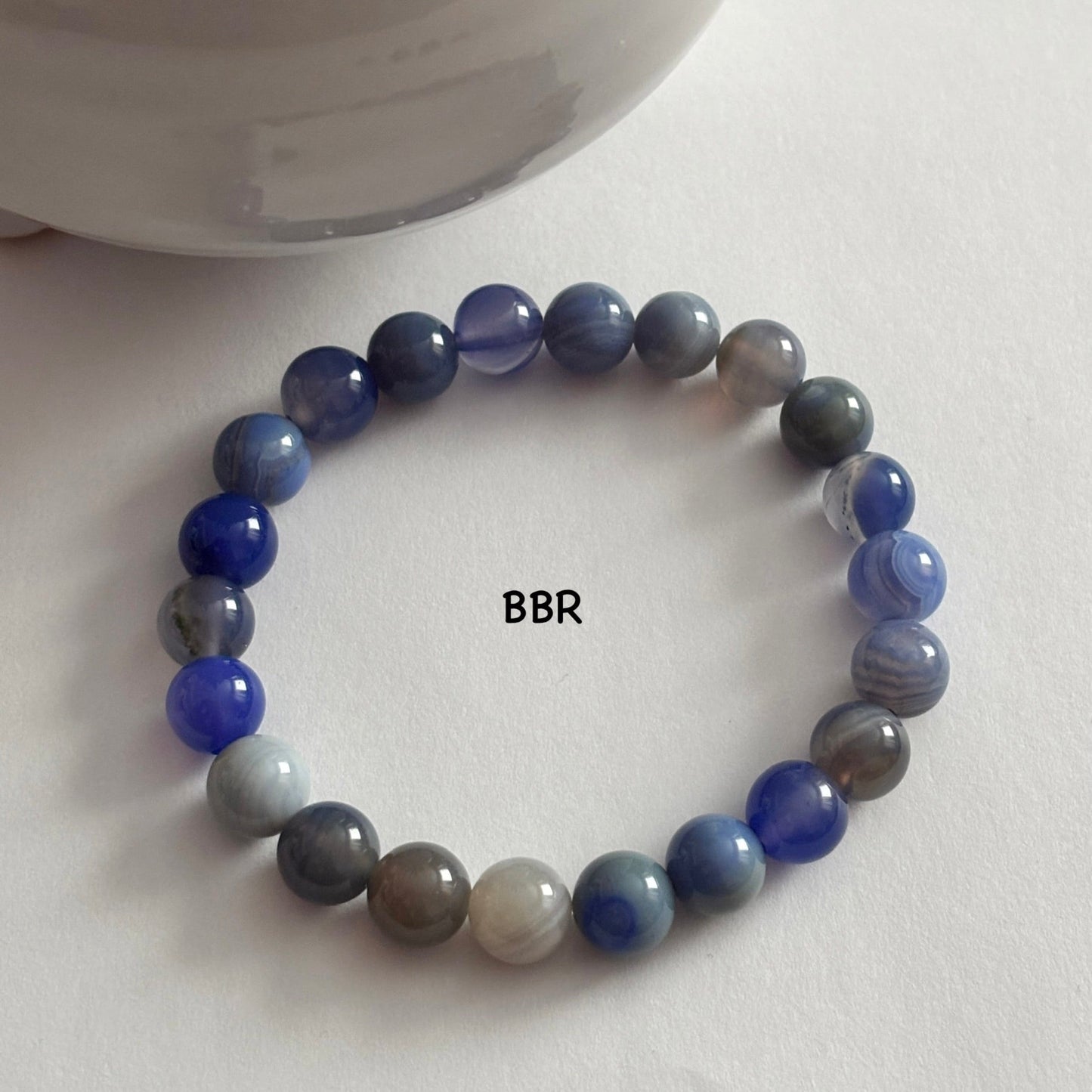 Blue dyed agate bead bracelet 