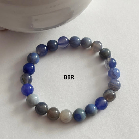 Blue dyed agate bead bracelet 