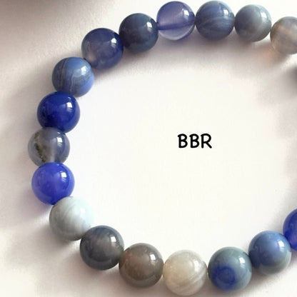 Blue dyed agate bead bracelet 