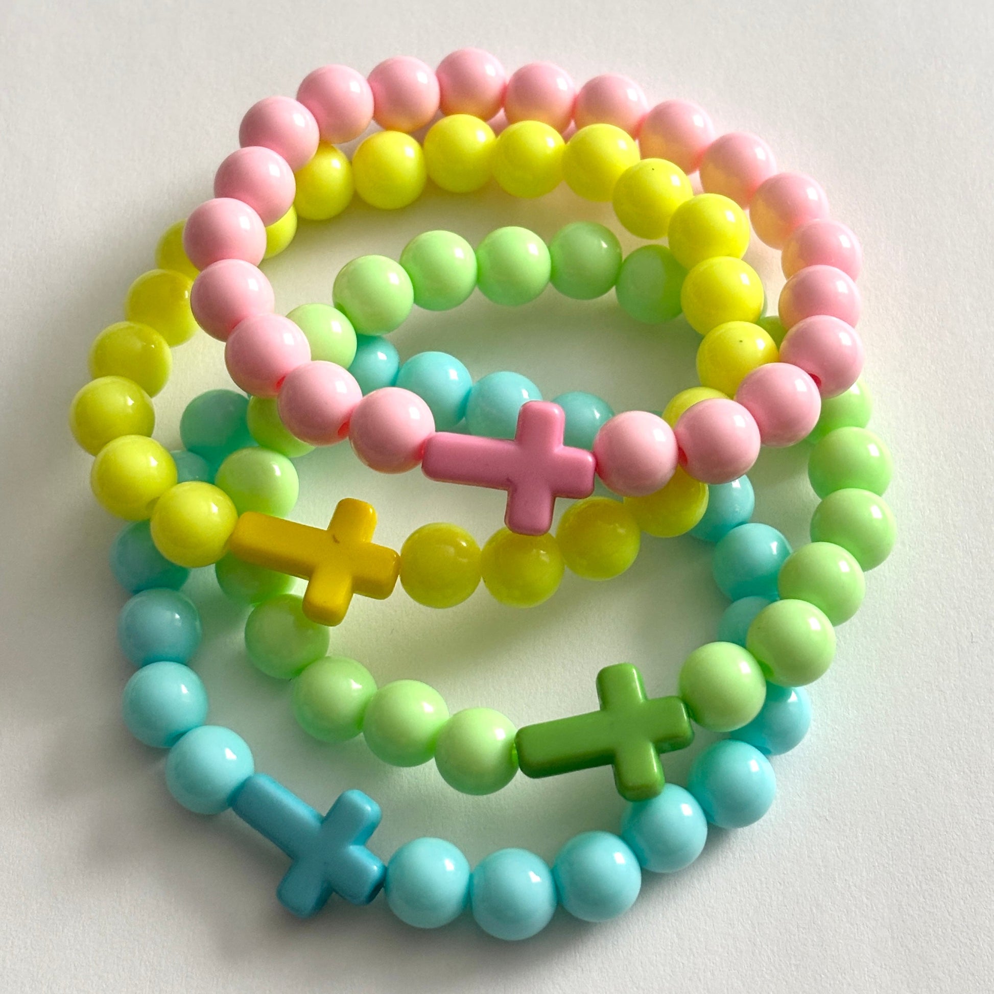 Cross Acrylic Bead Bracelet