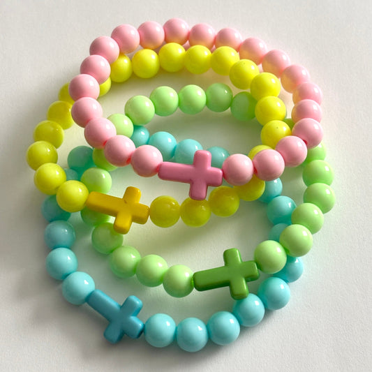 Cross Acrylic Bead Bracelet