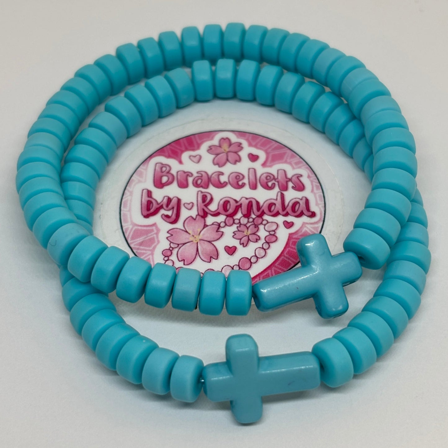 Handmade cross clay bead bracelet