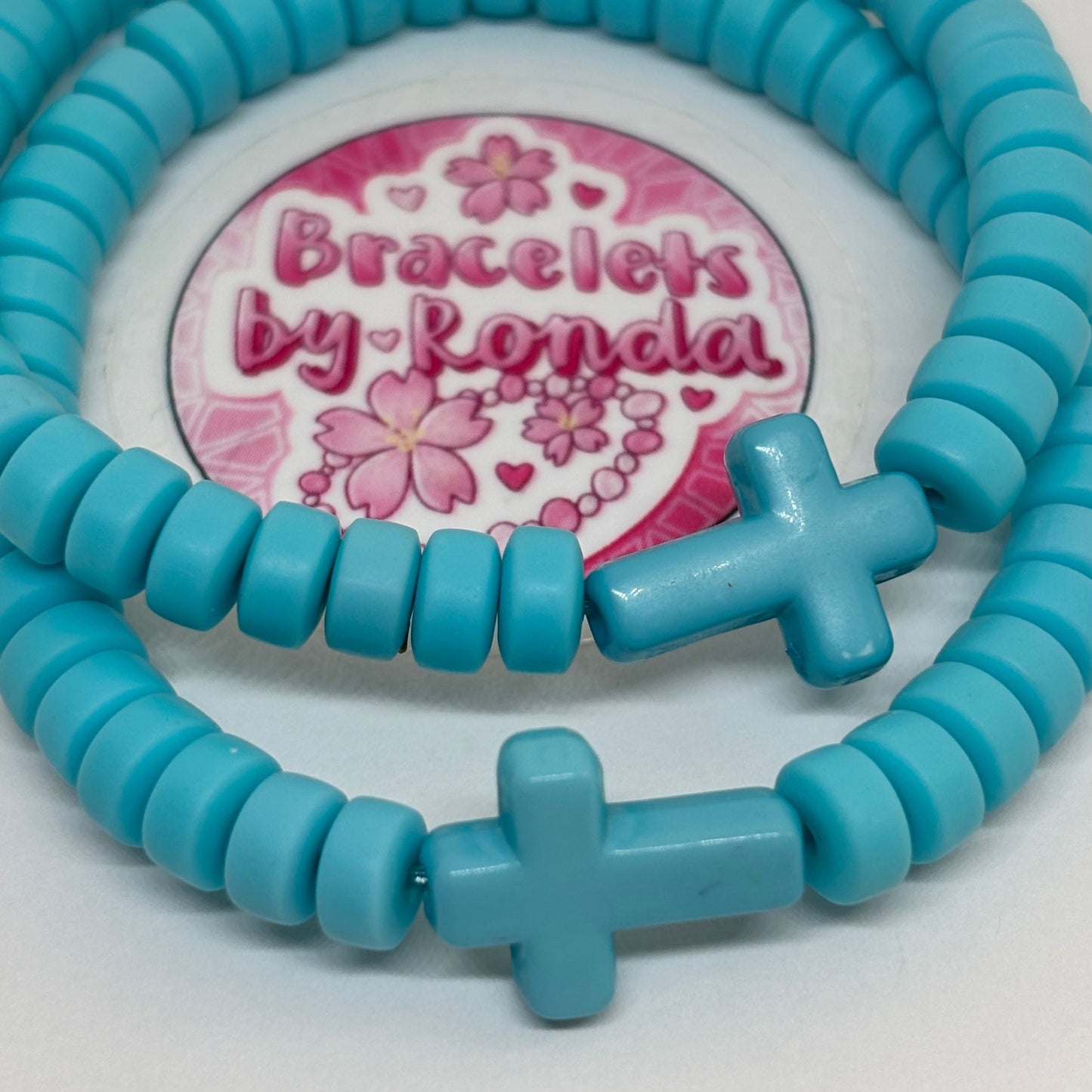 Handmade cross clay bead bracelet