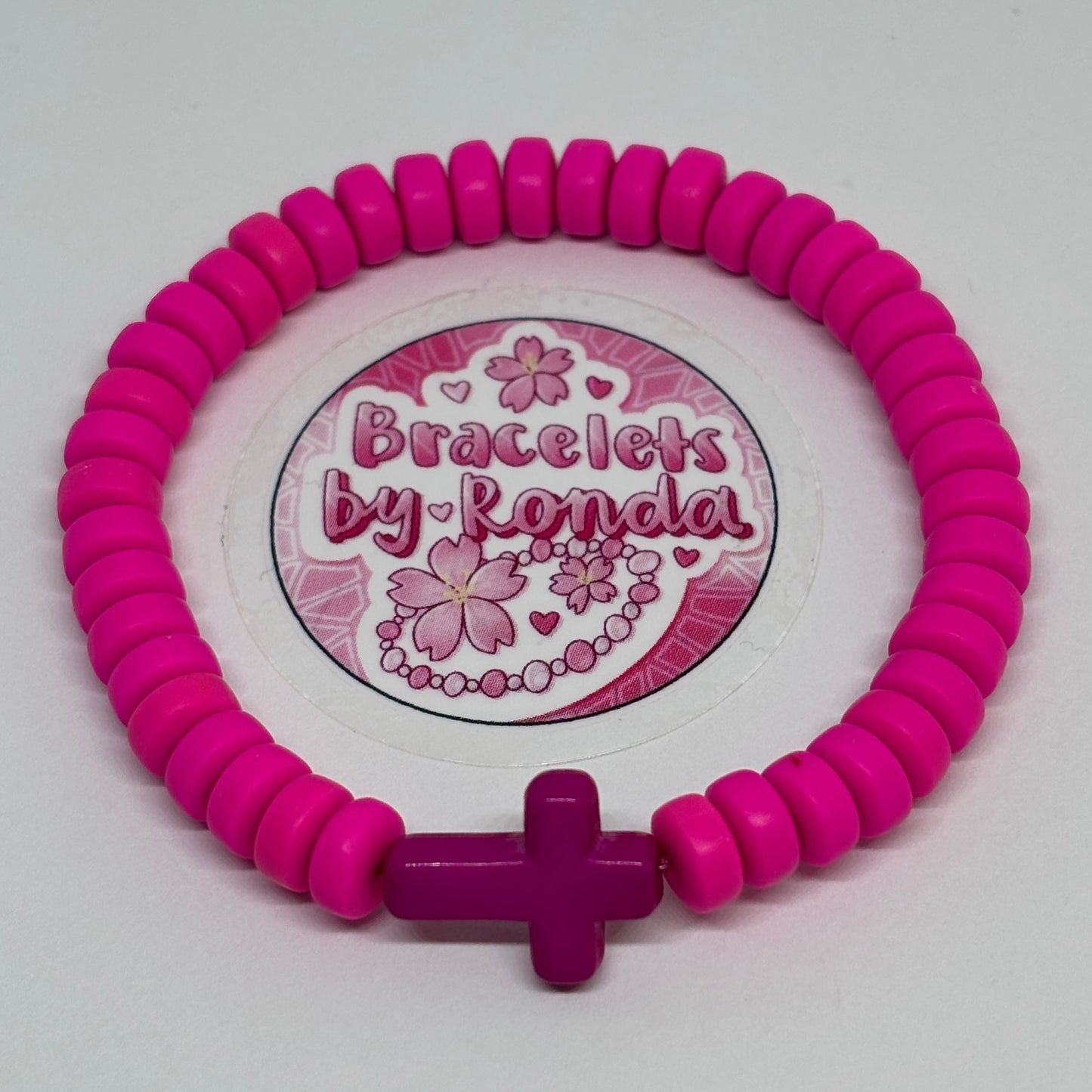Handmade Cross Clay Bead Bracelet