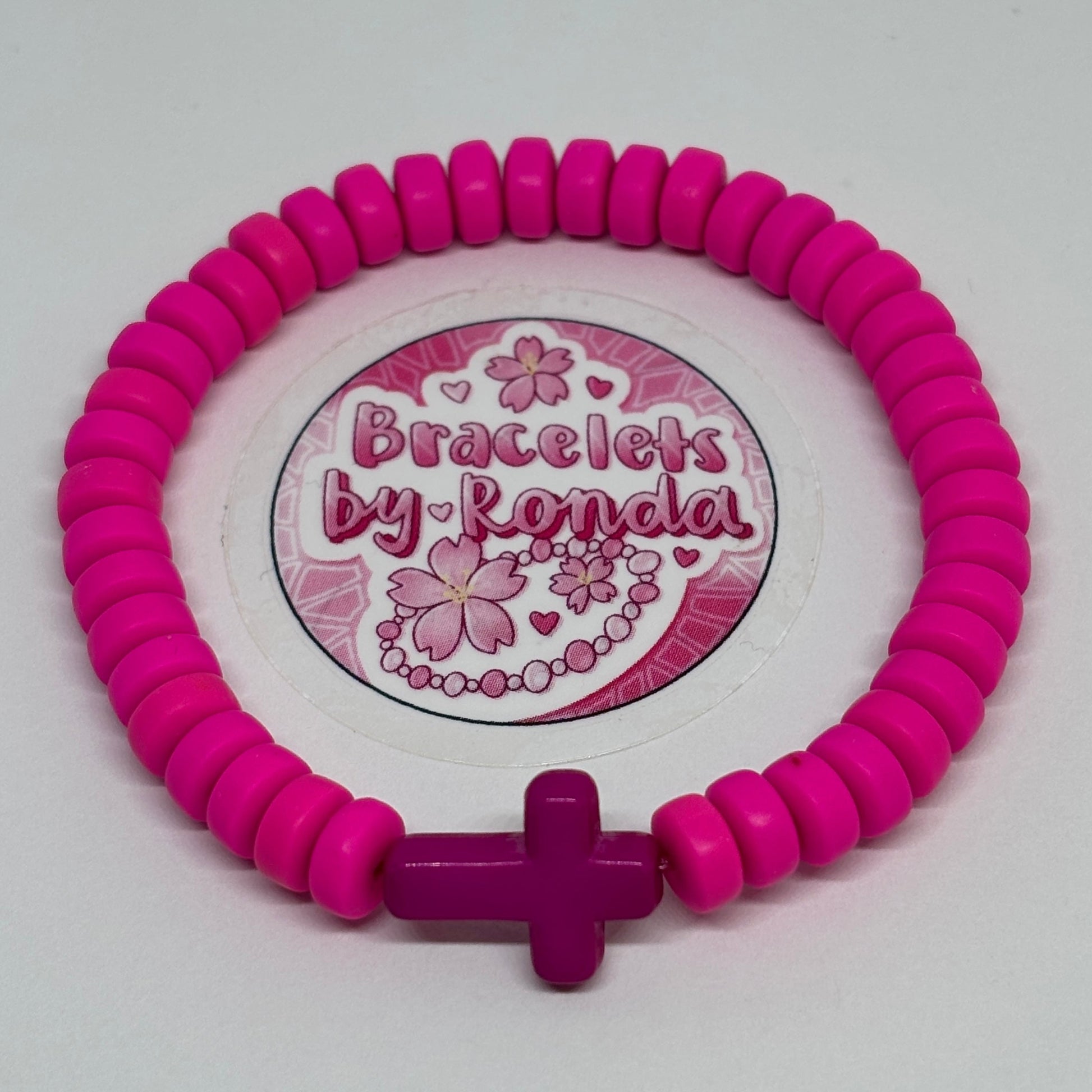Handmade Cross Clay Bead Bracelet