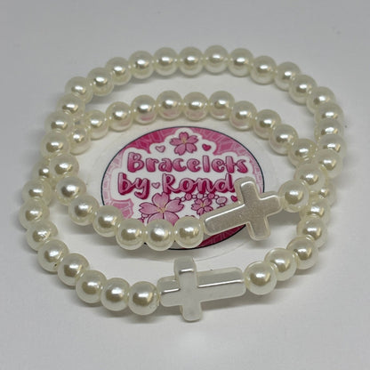 Cross Pearl Bead Bracelet