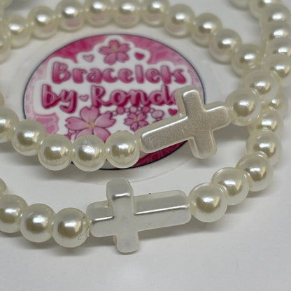 Cross Pearl Bead Bracelet
