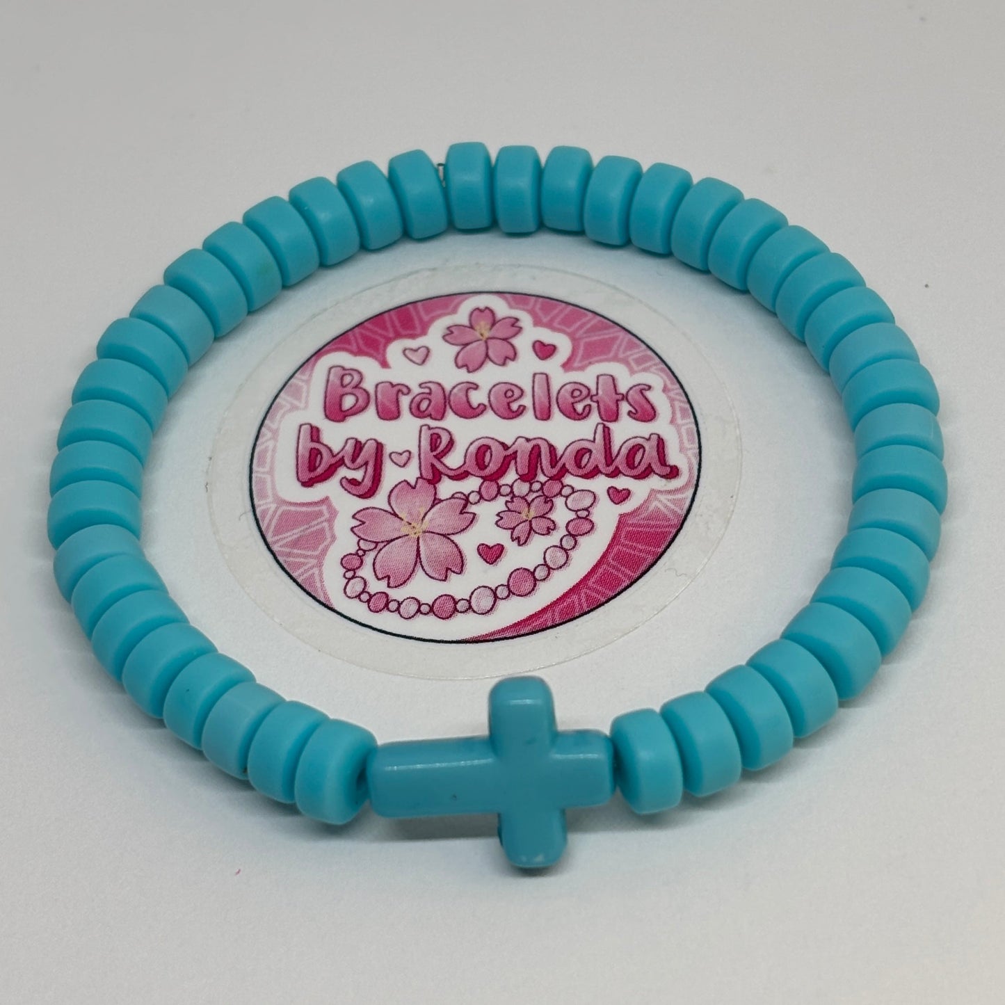 Handmade Cross Clay Bead Bracelet