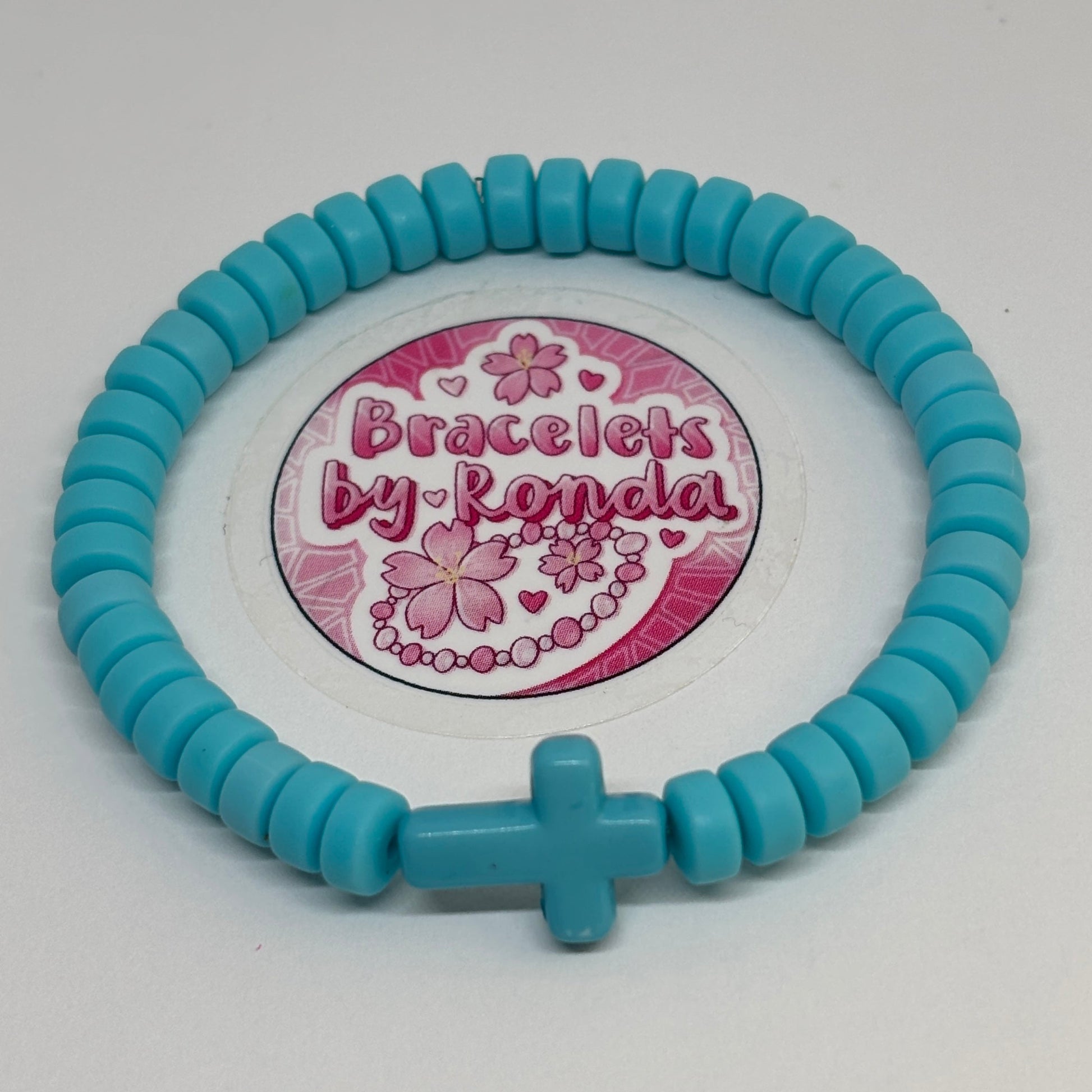 Handmade Cross Clay Bead Bracelet