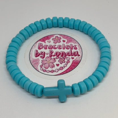 Handmade Cross Clay Bead Bracelet