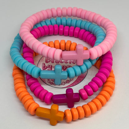 Cross Clay Bead Bracelet