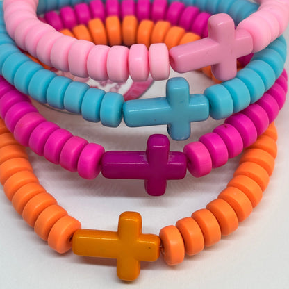 Cross Clay Bead Bracelet