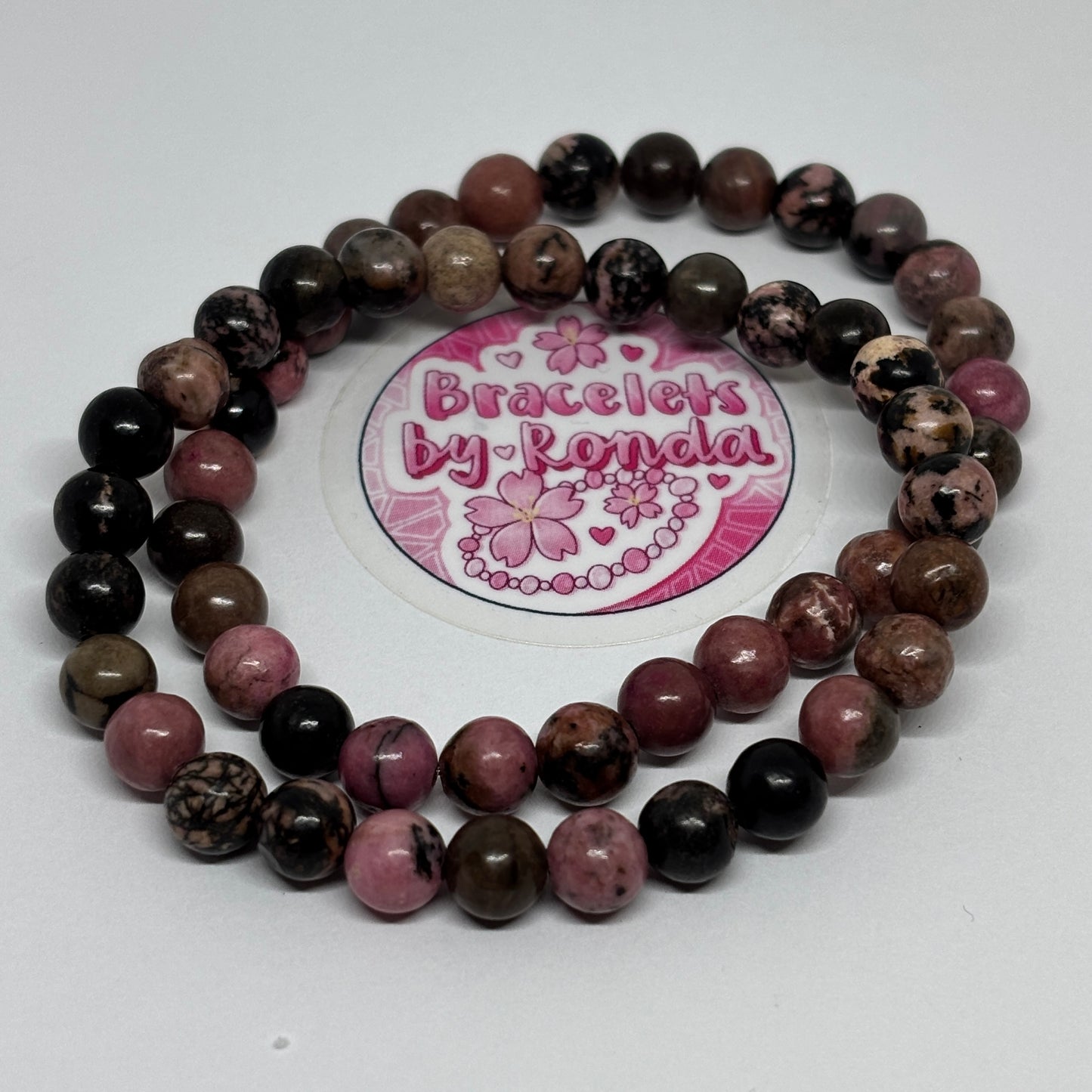 Pink & Black Rhodonite Bracelet