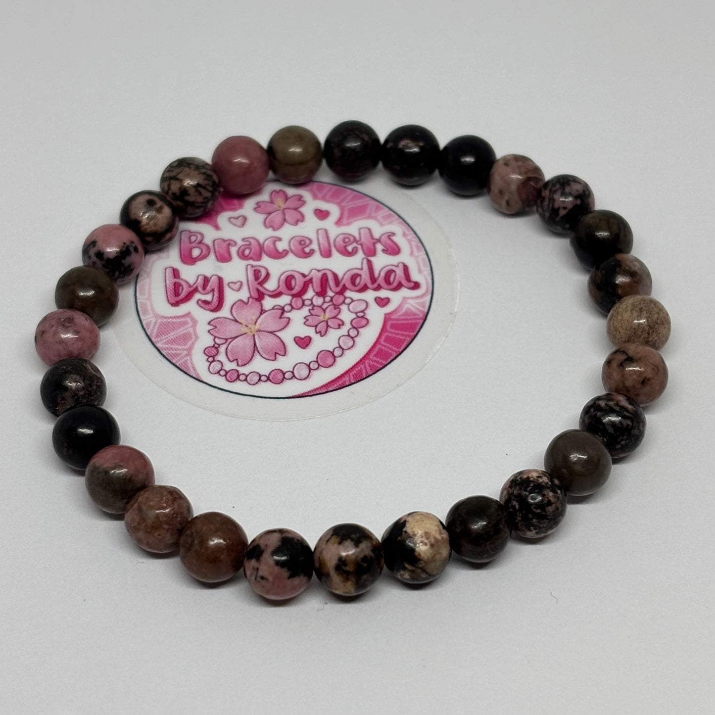 Pink & Black Rhodonite Bracelet