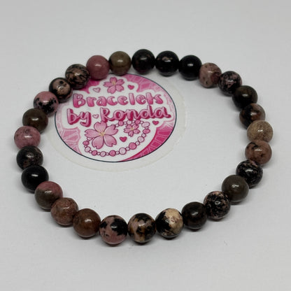 Pink & Black Rhodonite Bracelet